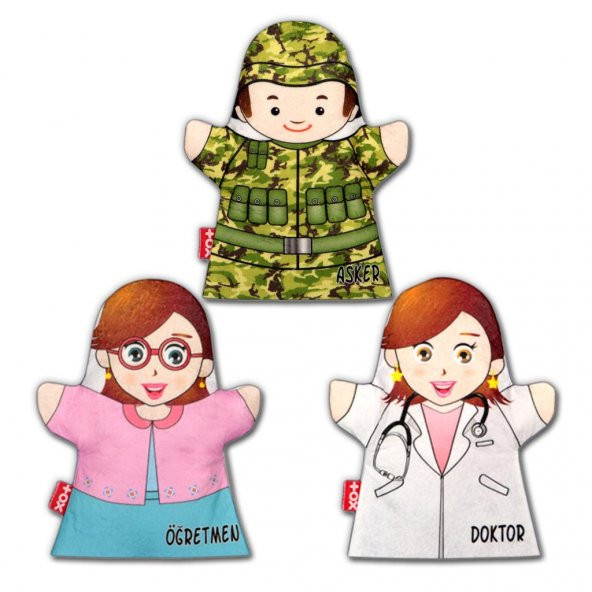 3 Parça Tox Meslekler El Kukla Set , Eğitici Oyuncak ürün görseli 1