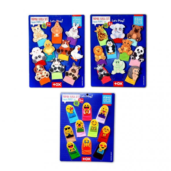 3 Set - 30 Parça Tox Evcil , Vahşi Hayvanlar ve Emojiler Parmak Kukla T772 T782 T106 ürün görseli 1