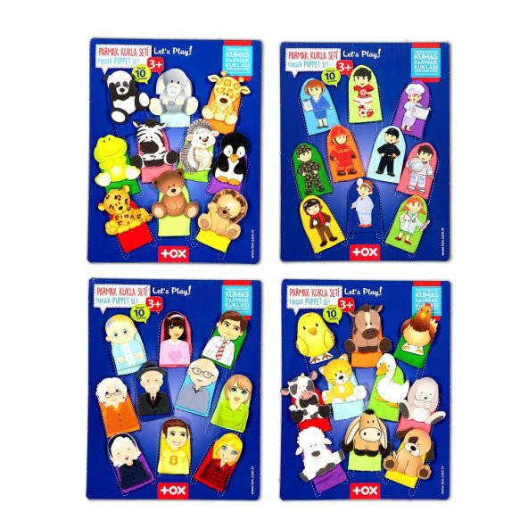 4 Set - 40 Parça Tox Meslekler, Aile Bireyleri, Evcil ve Vahşi Hayvanlar Parmak Kukla T771 T781 T761 T751 ürün görseli 1