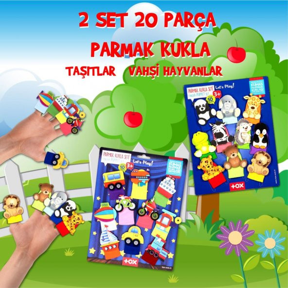 2 Set - 20 Parça Tox Taşıtlar ve Evcil Hayvanlar Parmak Kukla T781 T181 ürün görseli 1