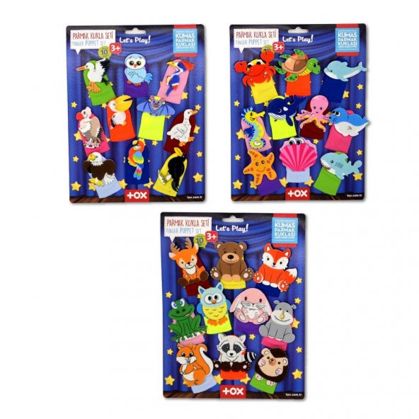 3 Set - 30 Parça Tox Deniz Canlıları, Orman ve Uçan Hayvanlar Parmak Kukla T218 T221 T222 ürün görseli 1
