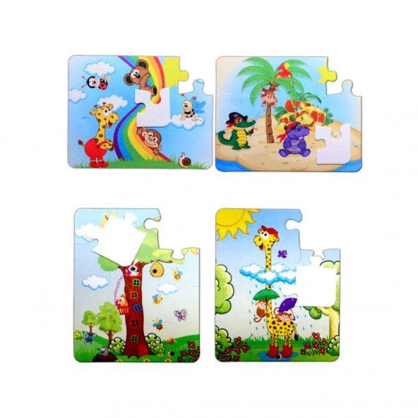 4 Set - 48 Parça Tox Gökkuşağı ve Zürafa 3+ Keçe Yapboz - 3 Yaş Puzzle T043 T042 ürün görseli 1
