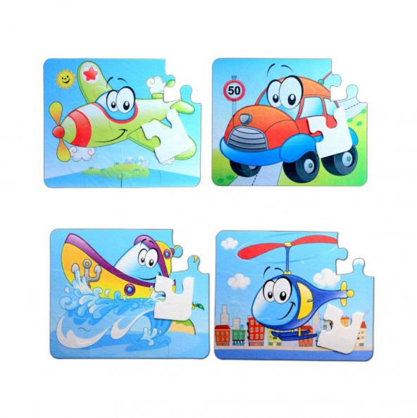 4 Set - 48 Parça Tox Uçak, Araba, Tekne ve Helikopter 3+ Keçe Yapboz - 3 Yaş Puzzle T004 T005 ürün görseli 1