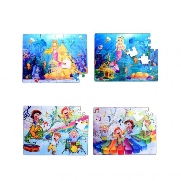 4 Set - 96 Parça Tox Müzik ve Deniz Kızı 5+ Keçe Yapboz - 5 Yaş Puzzle T041 T016 ürün görseli 1