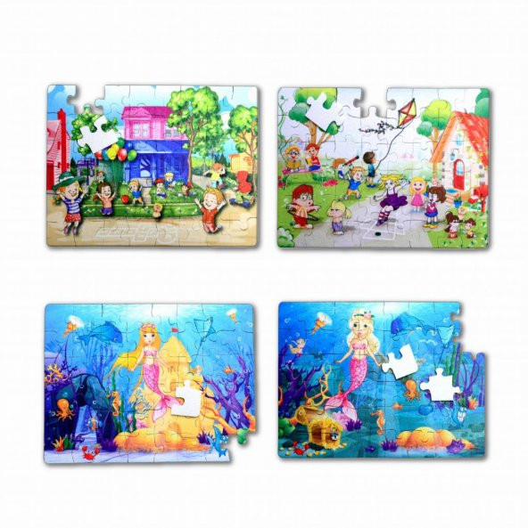 4 Set - 96 Parça Tox Oyun Parkı ve Deniz Kızı 5+ Keçe Yapboz - 5 Yaş Puzzle T040 T041 ürün görseli 1