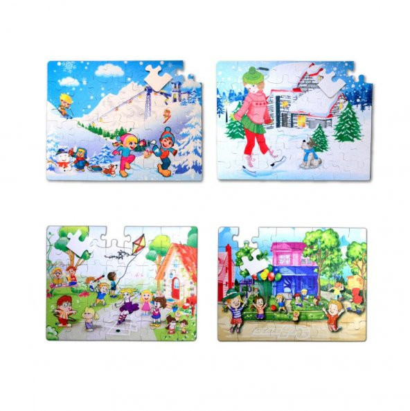 4 Set - 96 Parça Tox Kış ve Oyun Parkı 5+ Keçe Yapboz - 5 Yaş Puzzle T040 T014 ürün görseli 1