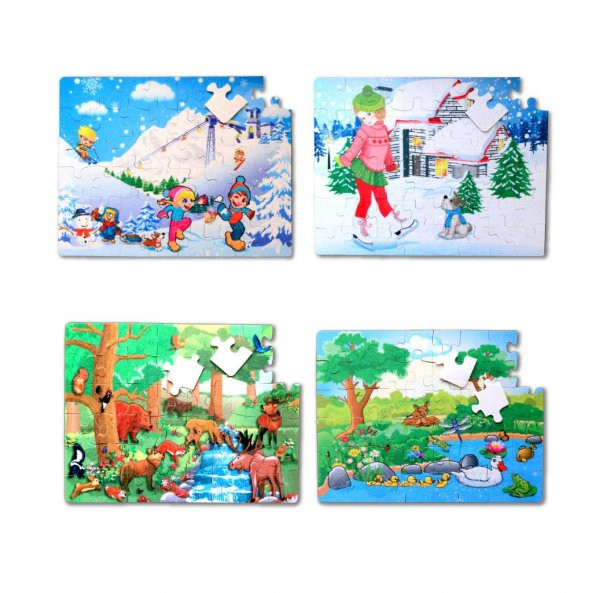 4 Set - 96 Parça Tox Orman ve Kış 5+ Keçe Yapboz - 5 Yaş Puzzle T014 T015 ürün görseli 1