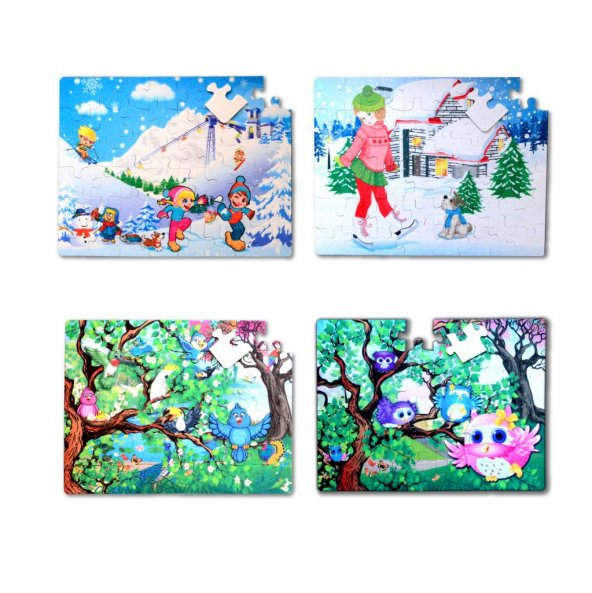 4 Set - 96 Parça Tox Kış ve Baykuş 5+ Keçe Yapboz - 5 Yaş Puzzle T014 T017 ürün görseli 1