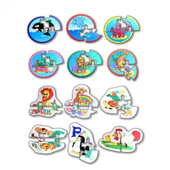 12 Set - 42 Parça Tox Deniz Canlıları ve Hayvanlar 2+ Keçe Yapboz - 2 Yaş Puzzle T001 T003 ürün görseli 1