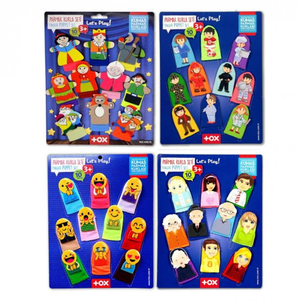 4 Set - 40 Parça Tox Masal Kahramanları, Aile Bireyleri , Meslekler ve Emojiler Parmak Kukla T225 T106 T752 T762 ürün görseli 1