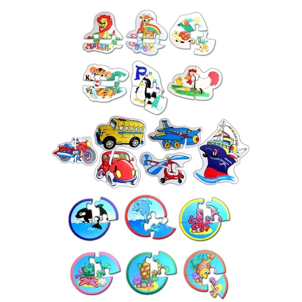18 Set - 60 Parça Tox Hayvanlar, Deniz Canlıları ve Ulaşım Araçları 2+ Keçe Yapboz - 2 Yaş Puzzle T001 T002 T003 ürün görseli 1