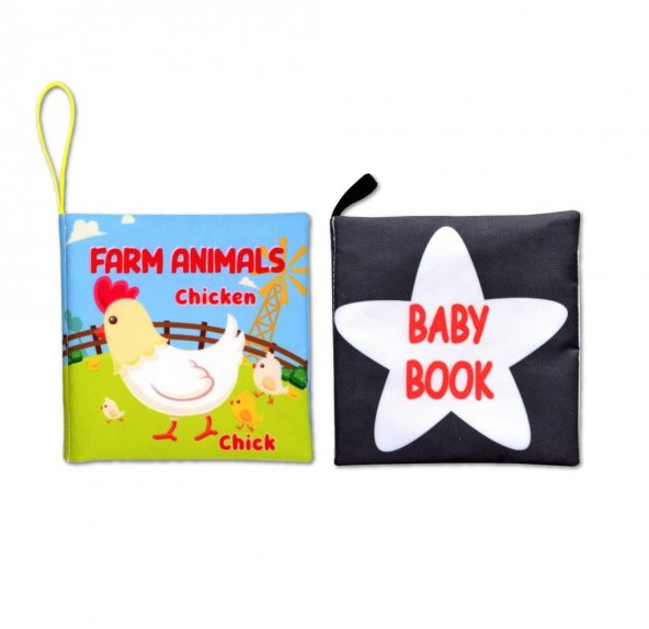 2 Kitap Tox İngilizce Çiftlik Hayvanları ve Siyah-Beyaz Bebek Kumaş Sessiz Kitap E136 E119 - Bez Kitap , Eğitici Oyuncak , Yumuşak ve Hışırtılı ürün görseli 1