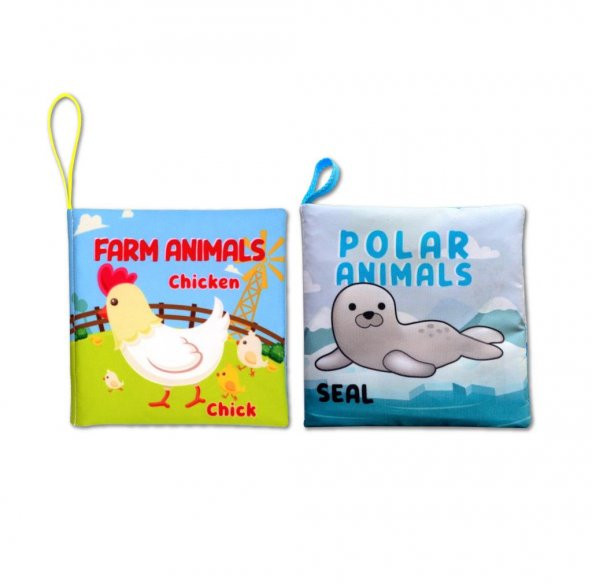 2 Kitap Tox İngilizce Çiftlik Hayvanları ve Kutup Hayvanları Kumaş Sessiz Kitap E125 E119 - Bez Kitap , Eğitici Oyuncak , Yumuşak ve Hışırtılı ürün görseli 1