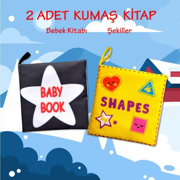 2 Kitap Tox İngilizce Siyah-Beyaz Bebek ve Şekiller Kumaş Sessiz Kitap E136 E131 - Bez Kitap , Eğitici Oyuncak , Yumuşak ve Hışırtılı ürün görseli 1
