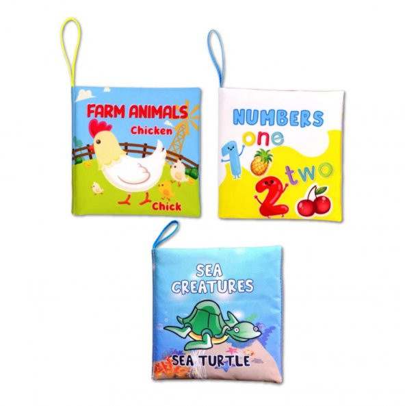 3 Kitap Tox İngilizce Çiftlik Hayvanları , Deniz Canlıları ve Rakamlar Kumaş Sessiz Kitap E119 E122 E128 - Bez Kitap , Eğitici Oyuncak , Yumuşak ve Hışırtılı ürün görseli 1