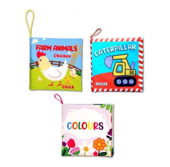 3 Kitap Tox İngilizce Çiftlik Hayvanları , Renkler ve İş Makinaları Kumaş Sessiz Kitap E119 E118 E129 - Bez Kitap , Eğitici Oyuncak , Yumuşak ve Hışırtılı ürün görseli 1
