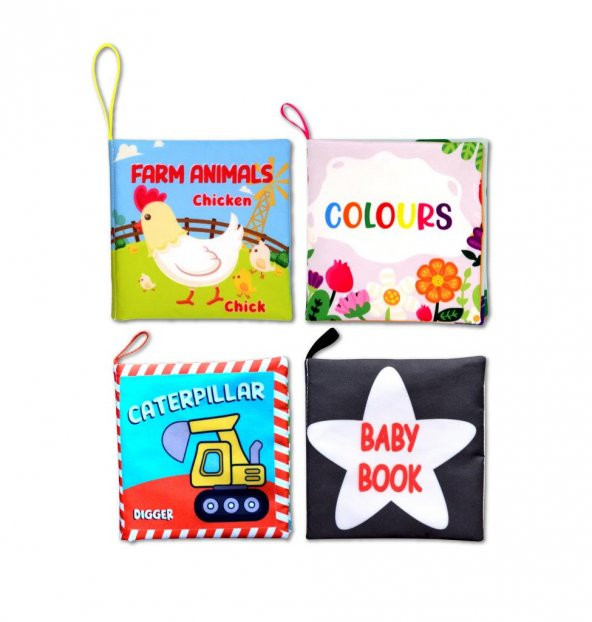 4 Kitap Tox İngilizce Renkler , İş Makinaları , Çiftlik Hayvanları ve Bebek Kumaş Sessiz Kitap E118 E119 E136 E129 - Bez Kitap , Eğitici Oyuncak , Yumuşak ve Hışırtılı ürün görseli 1