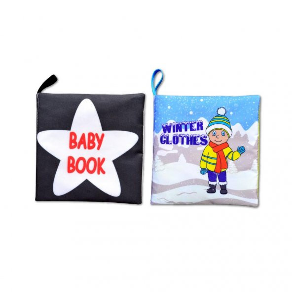 2 Kitap Tox İngilizce Siyah-Beyaz Bebek ve Kışlık Giysiler Kumaş Sessiz Kitap E136 E124 - Bez Kitap , Eğitici Oyuncak , Yumuşak ve Hışırtılı ürün görseli 1