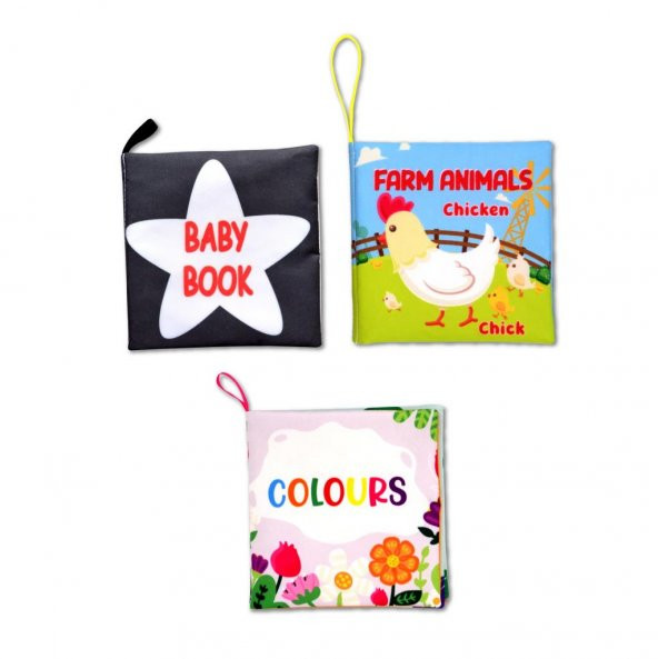 3 Kitap Tox İngilizce Siyah Beyaz Bebek , Renkler ve Çiftlik Hayvanları Kumaş Sessiz Kitap E19 E129 E136 - Bez Kitap , Eğitici Oyuncak , Yumuşak ve Hışırtılı ürün görseli 1
