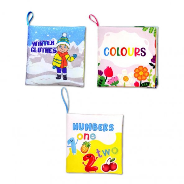 3 Kitap Tox İngilizce Kışlık Giysiler , Renkler ve Rakamlar Kumaş Sessiz Kitap E124 E129 E128  - Bez Kitap , Eğitici Oyuncak , Yumuşak ve Hışırtılı ürün görseli 1