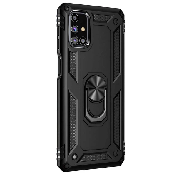 Samsung Galaxy M51 (M515F) Yüzüklü Tank Kılıf Siyah ürün görseli 1