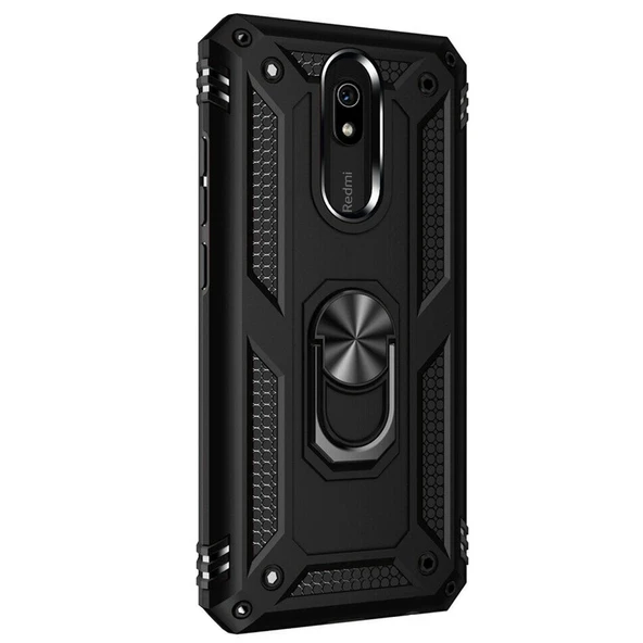 Xiaomi Redmi 8A Yüzüklü Tank Kılıf Siyah ürün görseli 1