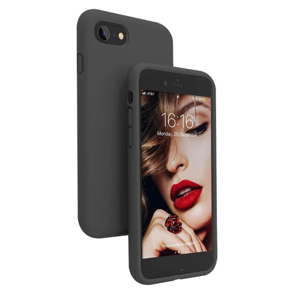 Apple iPhone 8 İnce Mat Silikon Kılıf Siyah ürün görseli 1