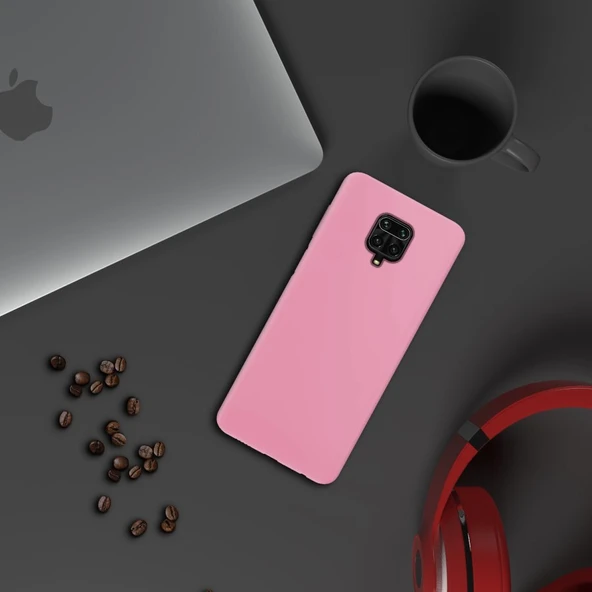 Xiaomi Redmi Note 9 Pro İnce Mat Silikon Kılıf Pembe - Resim 3