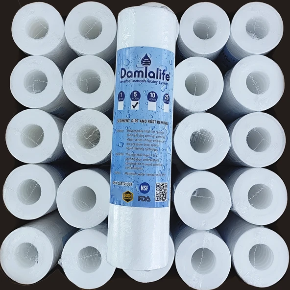Damlalife 10'' Su Arıtma 5 Micron Sediment Spun Tortu Filtresi 25 adet ürün görseli 1