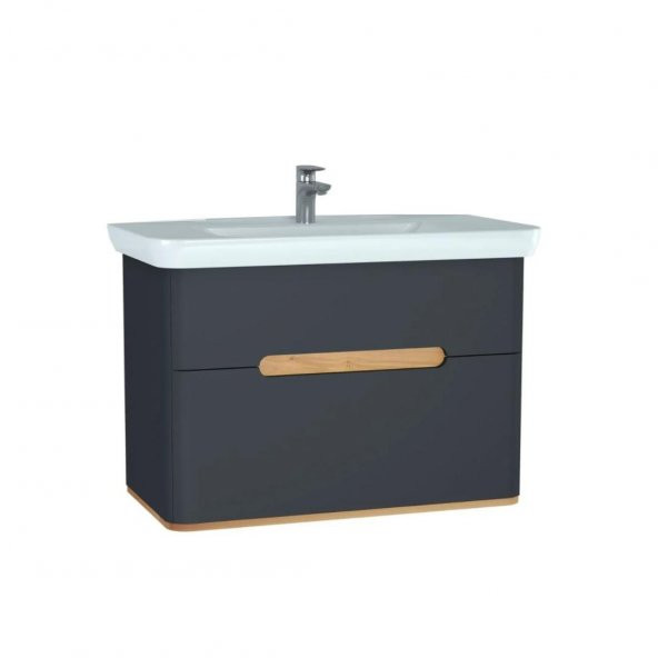 Vitra Sento 100cm Antrasit Banyo Dolabı Alt Modül ve Lavabo 60838 ürün görseli 1