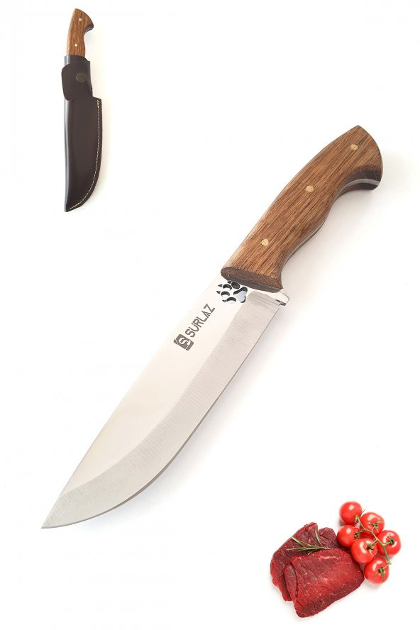 SürLaz Kamp Mutfak Bıçağı Outdoor Bıçak Şef Bıçağı Patili İşlemeli Kılıflı Bıçak ürün görseli 1