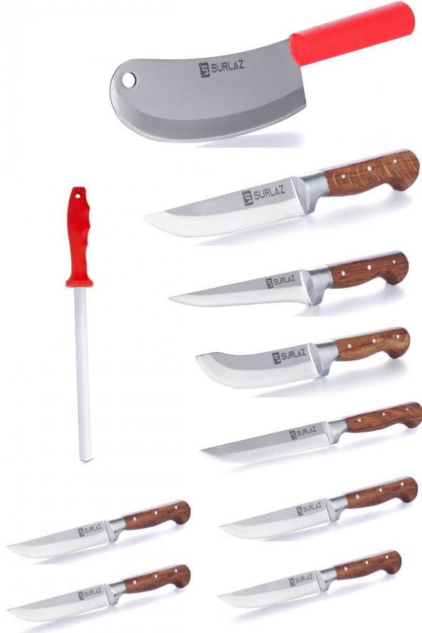 SürLaz Red Pro 10 Parça Mutfak Bıçak Seti ürün görseli 1