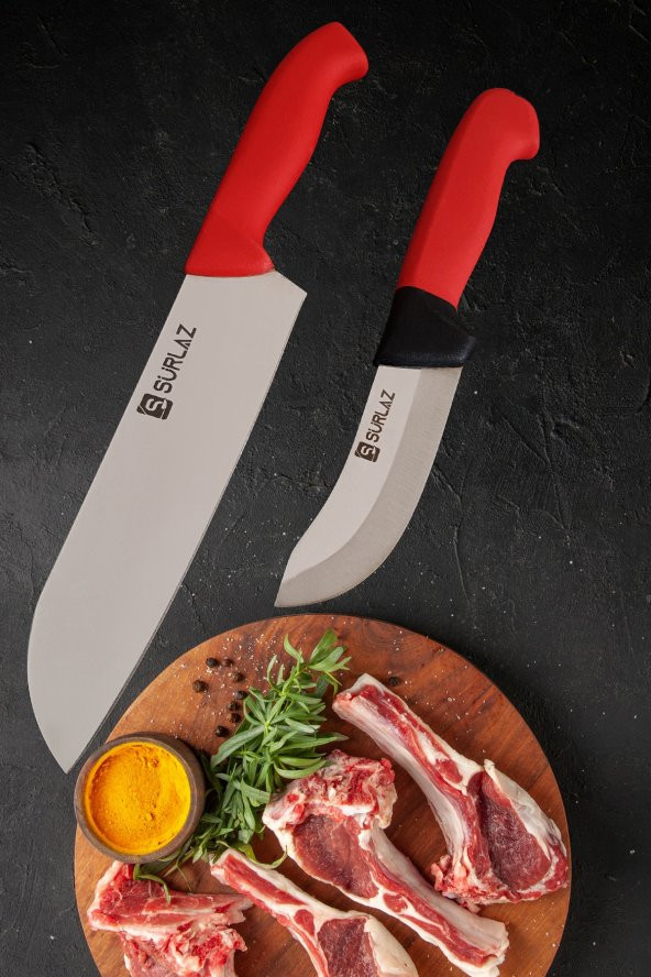 SürLaz Santoku Şef Bıçak Seti 2 Parça Red Serisi - Resim 3