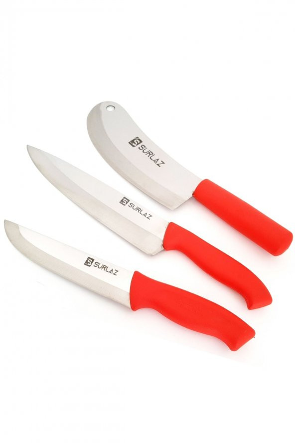 SürLaz  Red Pro 3 Parça Mutfak Bıçak Seti - Resim 2