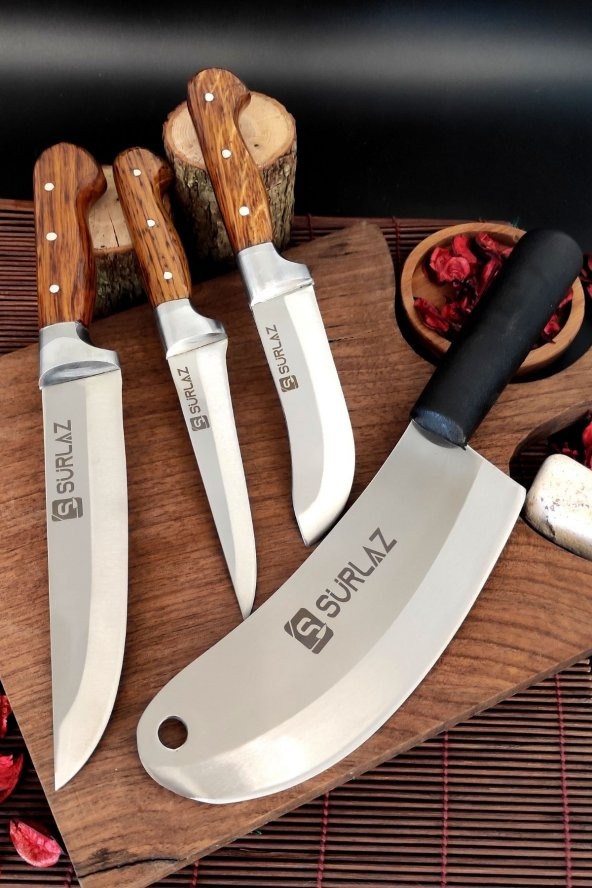 SürLaz Satır Zırh Et Bıçağı 4 Parça Mutfak Bıçak Seti Handmade ürün görseli 1
