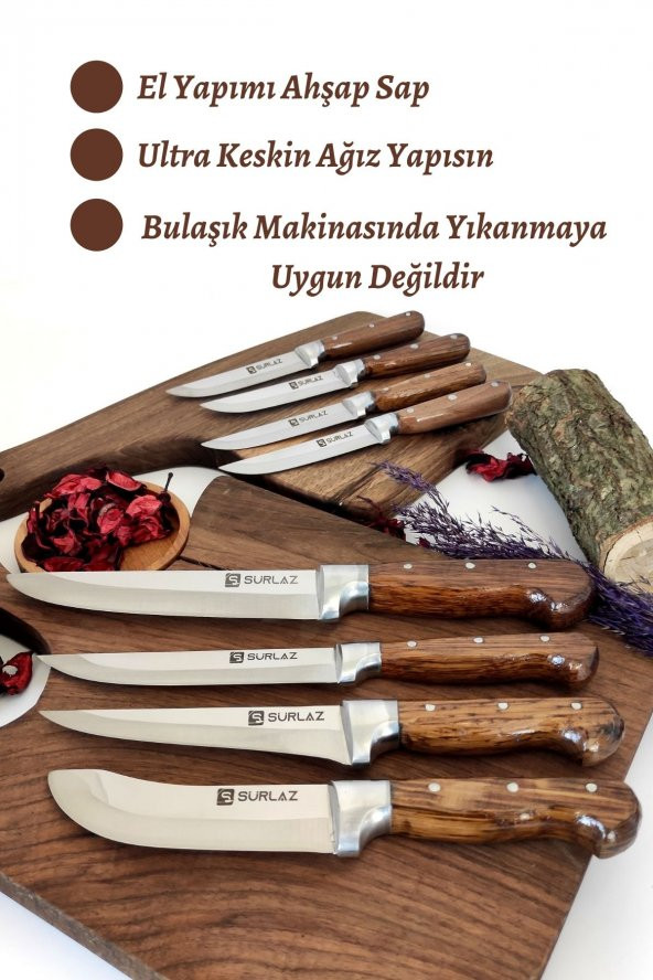 SürLaz Handmade 8 Parça Bıçak Seti Çeyizlik - Resim 3