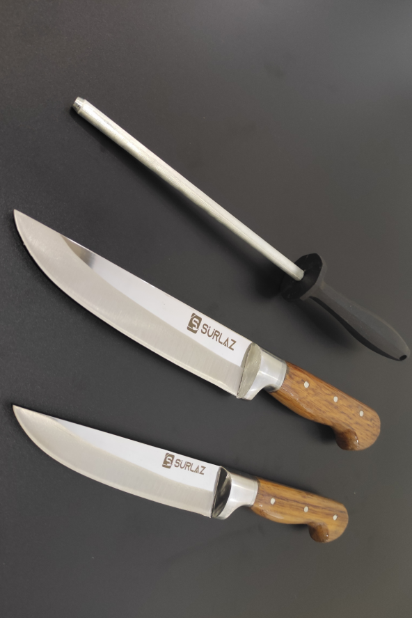 SürLaz Bıçak Seti 2Li Et Bıçağı Salata Bıçağı Pratik Bıçak Set Ultra Keskin Bileme Masatlı ürün görseli 1