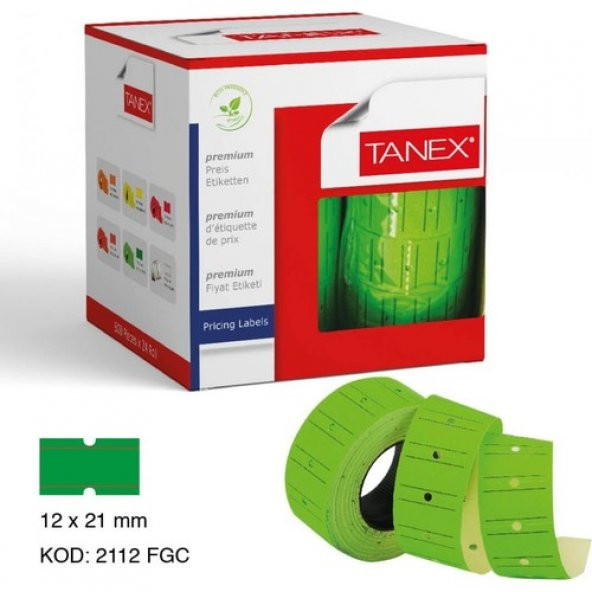 Tanex Fıyat Etiketi Çizgili 12li Floresan Yeşil ürün görseli 1