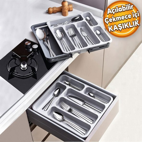 Kaşıklık Çekmece içi Ayarlanabilir Açılabilir Bıçak Kaşık Çatal Çekmece İçi Düzenleyici Kayar Kaşıklık ürün görseli 1
