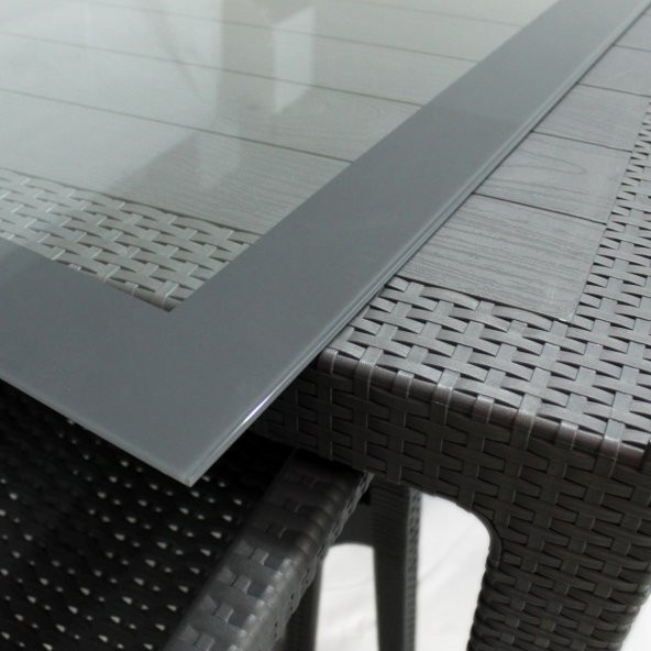 80X140 CAMLI RATTAN  MASA - Resim 2