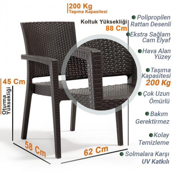 2  ADA Rattan Koltuk Bahçe Mutfak Bahçe Sandalyesi ürün görseli 1