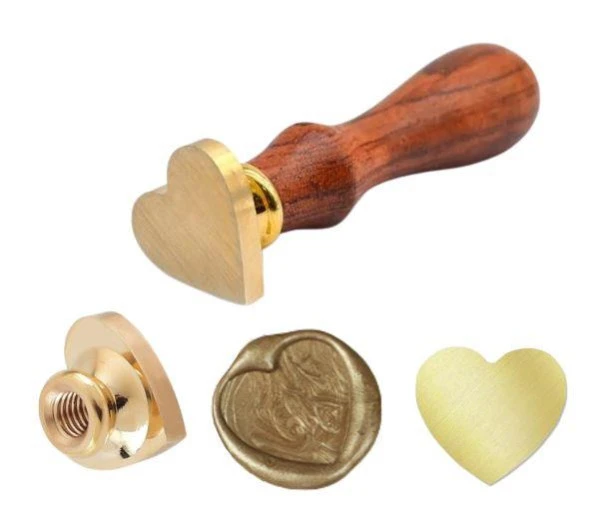 Boş Mum Mühür Pirinç Damga Başlığı Kalp Şekilli 25x22mm ürün görseli 1
