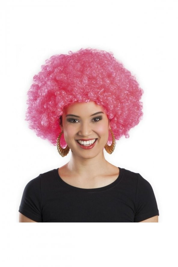 Pembe Renk Kıvırcık Afro Bonus Peruk ürün görseli 1