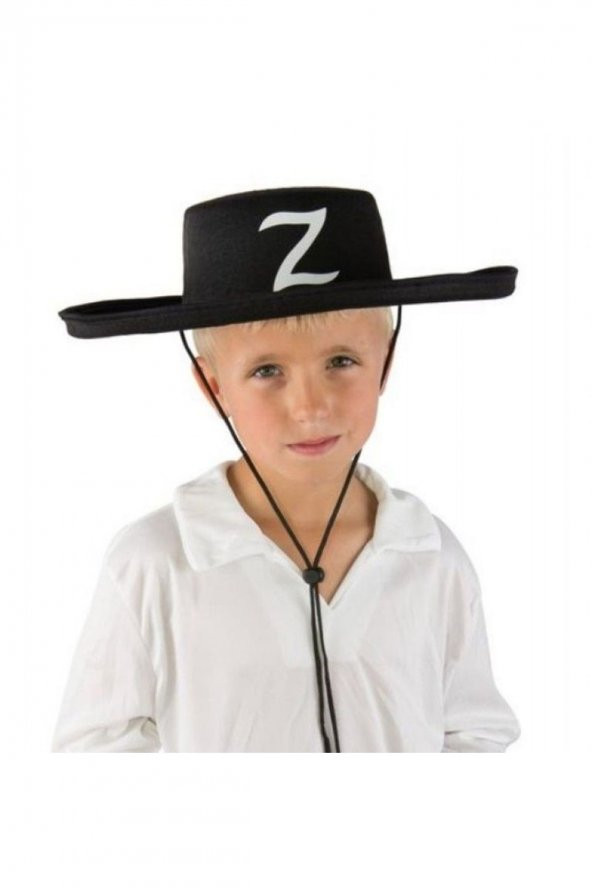 Z Logolu Çocuk Boy Bağcıklı Zorro Şapkası ürün görseli 1