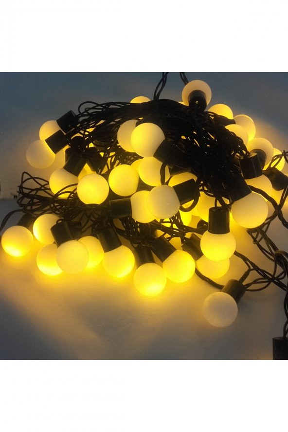 5 Metre 28 Led Fişli Sarı Işık Mini Top Led Siyah Kablo ürün görseli 1