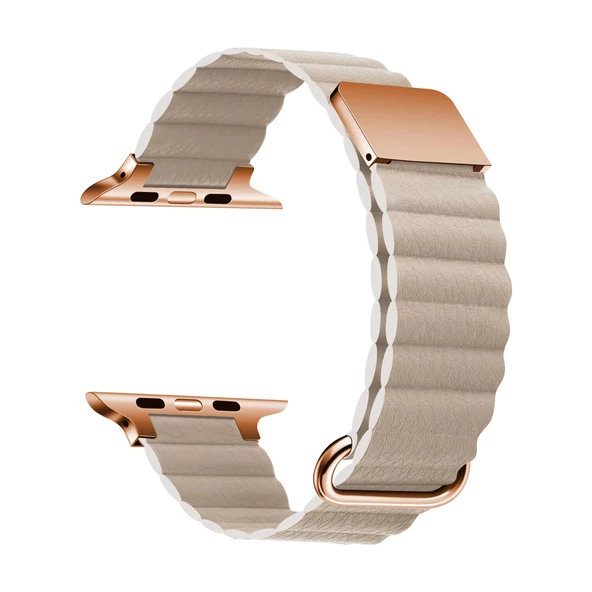 Apple Watch 7 41mm KRD-78 Suni Deri Kordon - Resim 9