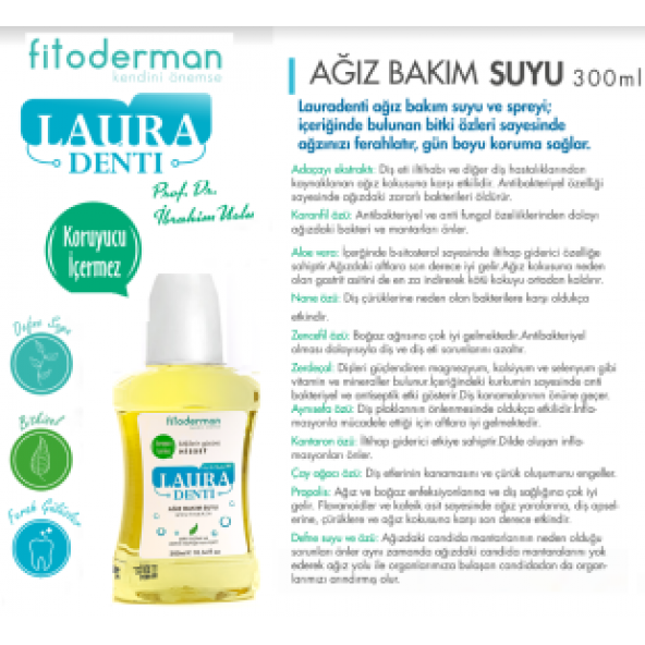 Fitoderman Lauradenti Diş Plak Önleyici'' Nefes Tazeleyici Ağız Bakım Suyu 300 ML ürün görseli 1