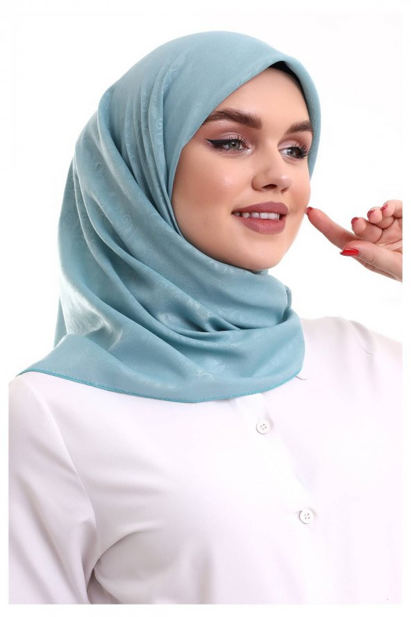 Kofra Desenli Baş Örtü - Turkuaz - Resim 3