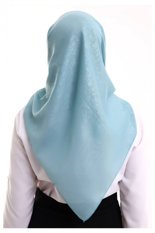 Kofra Desenli Baş Örtü - Turkuaz - Resim 6