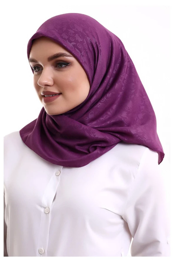 Kofra Desenli Baş Örtü - Lila - Resim 2